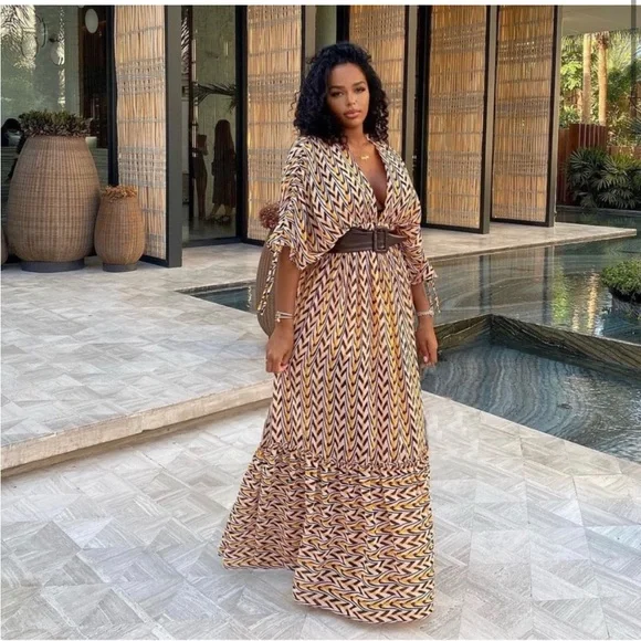 Fashion Nova Breaking Free Plunge Maxi Sundress Sz M - Picture 1 of 12